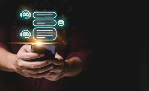 generative ai chatbot concept, a person holding a smartphone