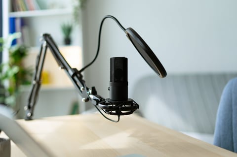Professional condenser microphone with pop filter and boom arm